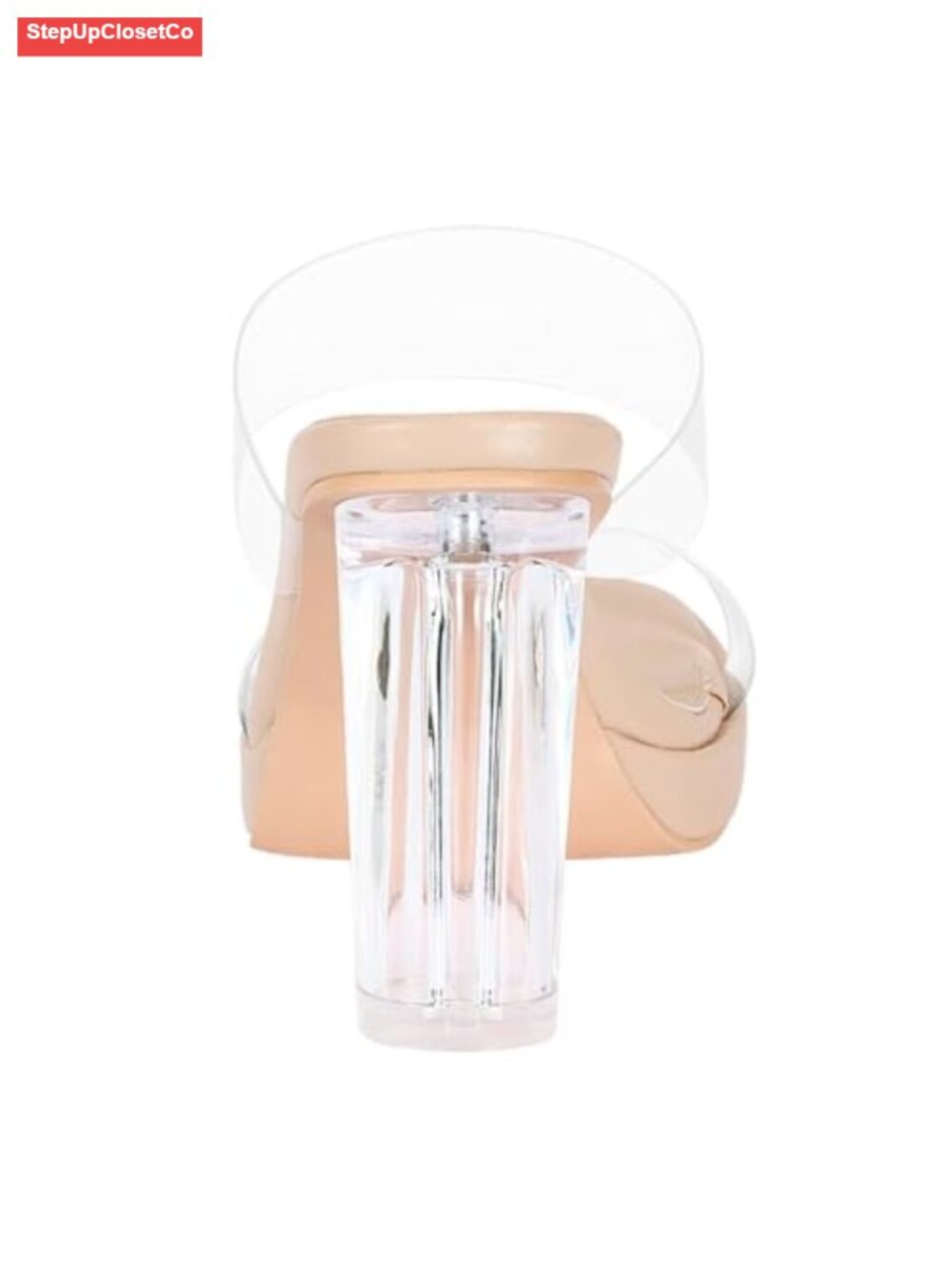 Clear Chunky Block Heeled Sandals Open Toe Two Strap Slip On Platform High Heel - Picture 2 of 6